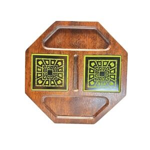 VTG MCM Imperial Deluxe Hostess Server Walnut Cheese Tray – Made in Japan